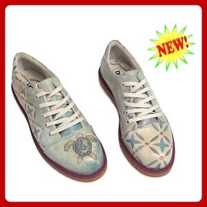 Dogo Floral Sea Turtle Print Lace Up Sneakers‎ US 6 EU 37 Casual Boho Shoes